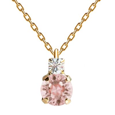 Collana due cristalli, cristallo 8mm - oro - rosa vintage