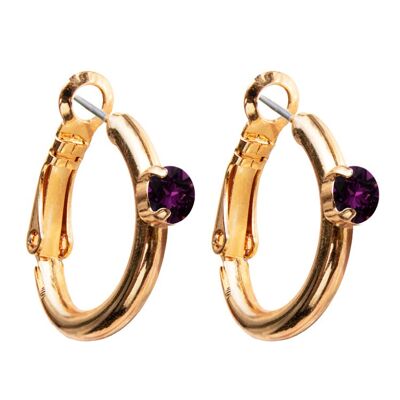 Circle earrings, 5mm crystal - gold - amethyst