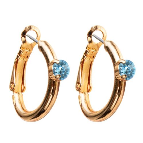 Circle earrings, 5mm crystal - gold - Aquamarine