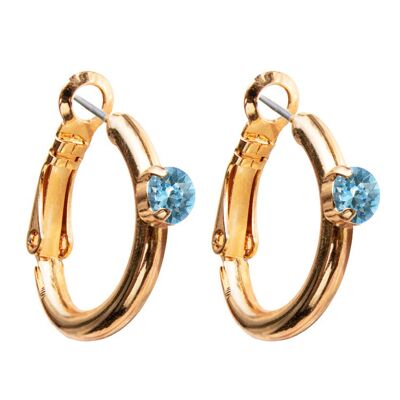 Circle earrings, 5mm crystal - gold - Aquamarine