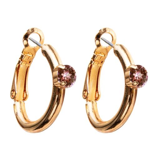 Circle earrings, 5mm crystal - silver - blush Rose