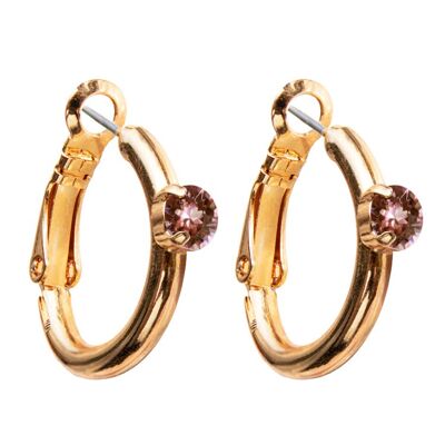 Circle earrings, 5mm crystal - silver - blush Rose
