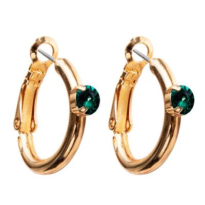 Circle earrings, 5mm crystal - gold - emerald