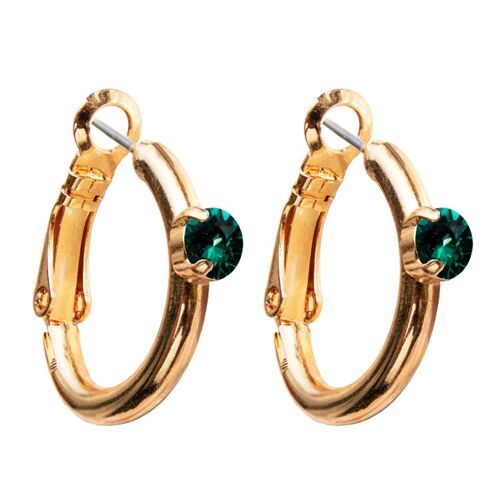 Circle earrings, 5mm crystal - silver - emerald