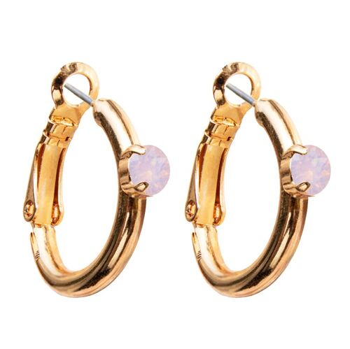 Circle earrings, 5mm crystal - Gold - Rose Water Opal