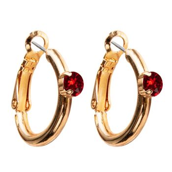 Boucles d'oreilles cercle, cristal 5mm - or - siam 1