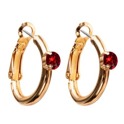 Circle earrings, 5mm crystal - gold - siam