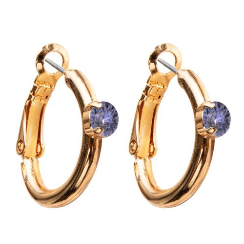 Circle earrings, 5mm crystal - gold - tanzanite