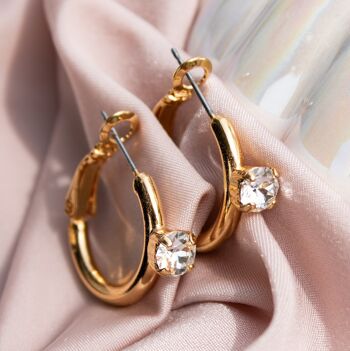 Boucles d'oreilles cercle, cristal 5mm - or - rose vintage 2
