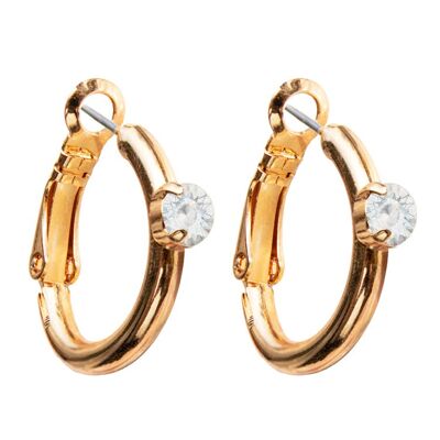 Circle earrings, 5mm crystal - gold - White Opal