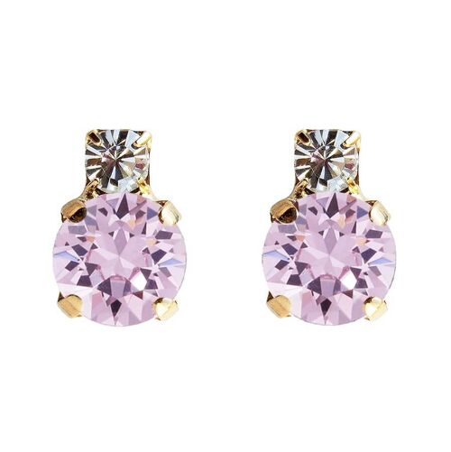 Earrings of two crystals, 8mm crystal - gold - Light Amethyst