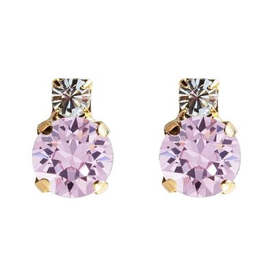 Boucles d'oreilles deux cristaux, cristal 8mm - or - Light Amethyst