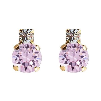 Earrings of two crystals, 8mm crystal - gold - Light Amethyst