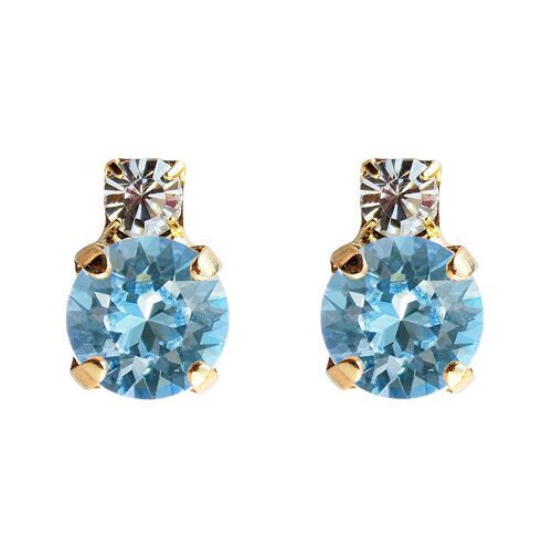 Earrings of two crystals, 8mm crystal - gold - Aquamarine