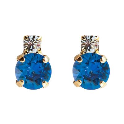 Boucles d'oreilles deux cristaux, cristal 8mm - or - Capri