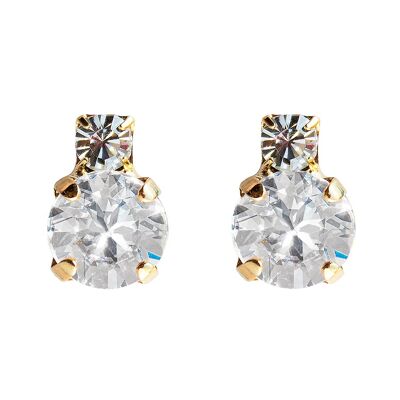 Earrings of two crystals, 8mm crystal - gold - crystal