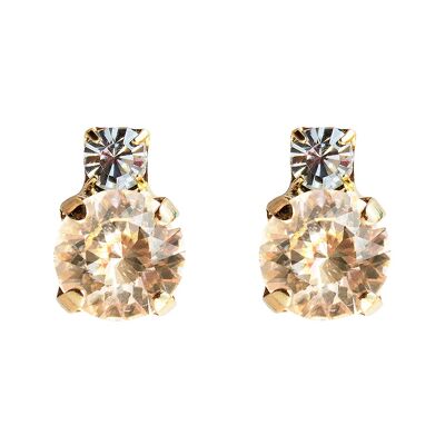 Earrings of two crystals, 8mm crystal - gold - Golden Shadow