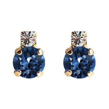 Boucles d'oreilles deux cristaux, cristal 8mm - or - montana 1