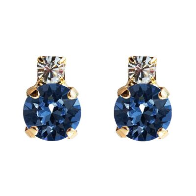 Earrings of two crystals, 8mm crystal - gold - montana