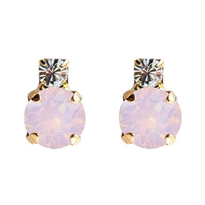 Earrings of two crystals, 8mm crystal - gold - Rose Water Opal