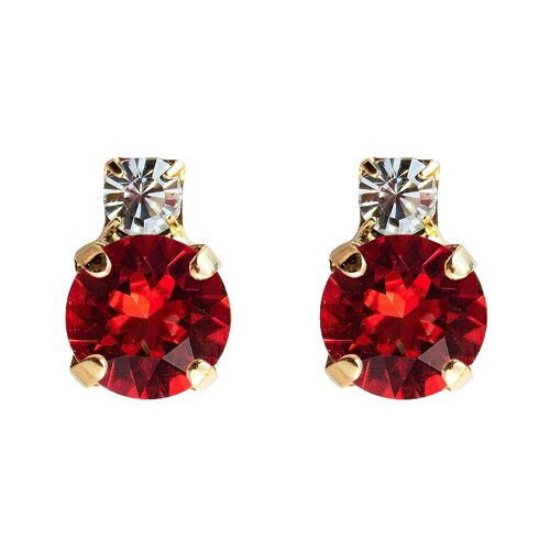 Earrings of two crystals, 8mm crystal - gold - siam