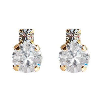 Boucles d'oreilles deux cristaux, cristal 8mm - argent - cristal