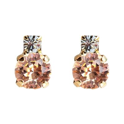 Earrings from two crystals, 8mm crystal - silver - light peach