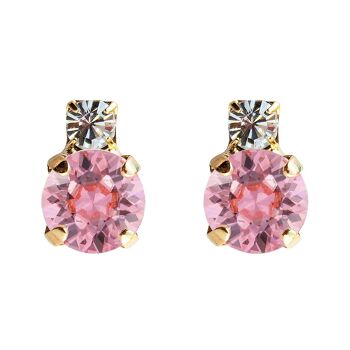 Boucles d'oreilles de deux cristaux, cristal 8mm - argent - rose clair 1