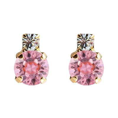 Earrings from two crystals, 8mm crystal - silver - light rose