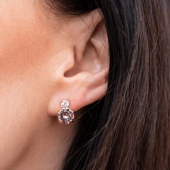 Boucles d'oreilles de deux cristaux, cristal 8mm - argent - Rose Water Opal 2