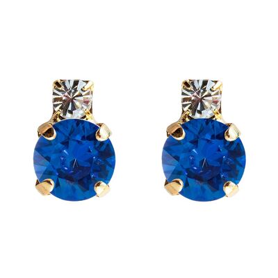 Boucles d'oreilles deux cristaux, cristal 8mm - argent - saphir