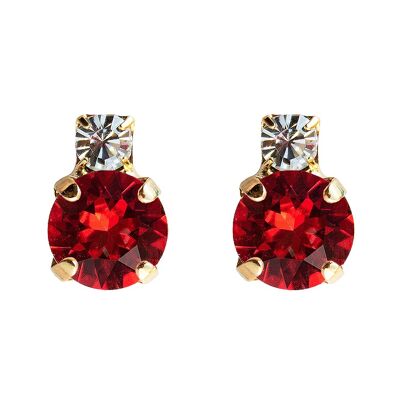 Boucles d'oreilles deux cristaux, cristal 8mm - argent - siam