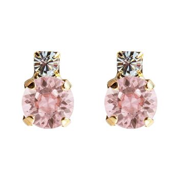 Boucles d'oreilles deux cristaux, cristal 8mm - argent - rose vintage 1