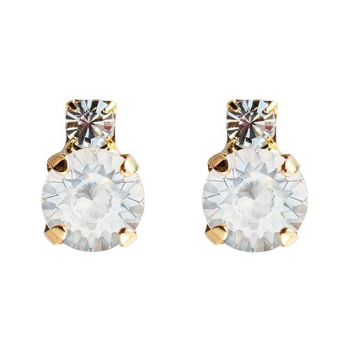 Earrings from two crystals, 8mm crystal - silver - White Opal