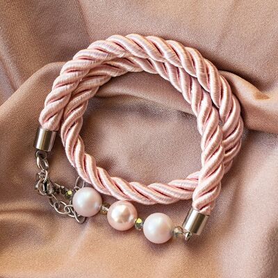 Vendita di braccialetti di perle e cristalli - 222 / Argento / Rosa