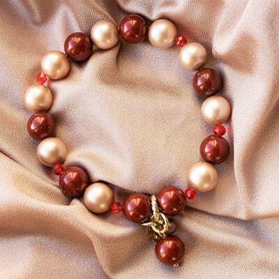 Vendita di braccialetti di perle e cristalli - 223 / Oro / Corallo