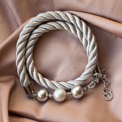 Vendita di braccialetti di perle e cristalli - 225 / Argento / Grigio