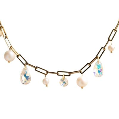 Cadena de mano con gotas de cristal y perlas - Aurore Boreale