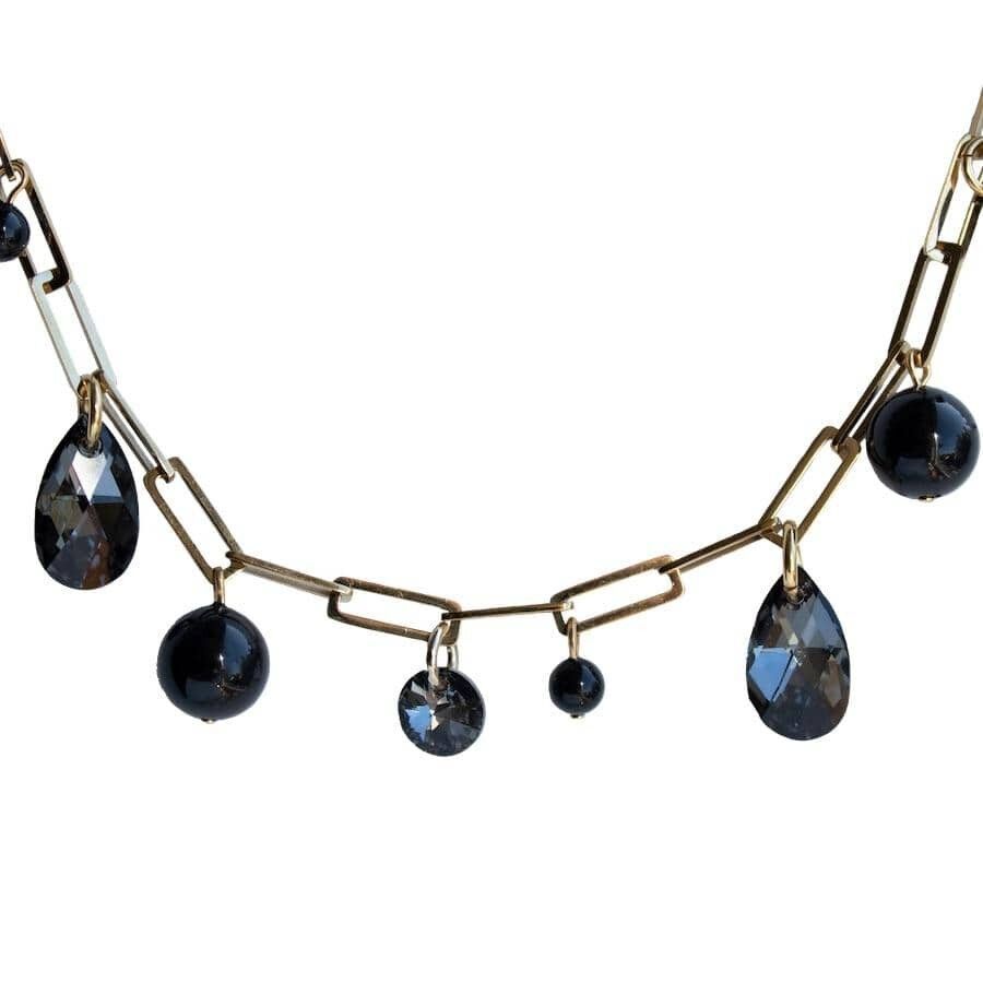 Handkette mit Kristalltropfen und Perlen - Silvernight