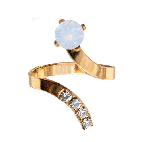 One crystal ring, round 5mm - gold - Air Blue