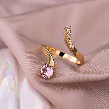 Un anneau en cristal, rond 5mm - argent - blush Rose 3