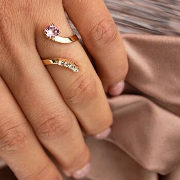 Un anneau en cristal, rond 5mm - argent - blush Rose 2