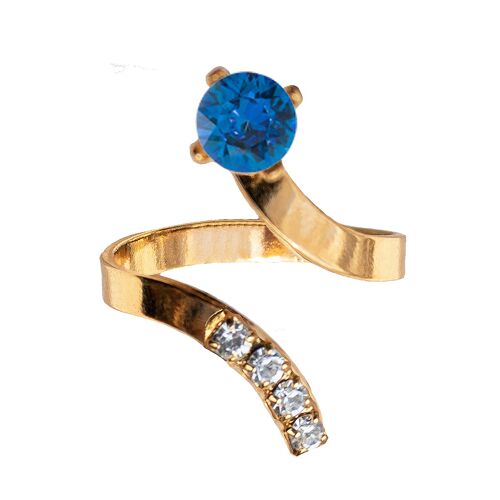 One crystal ring, round 5mm - gold - Capri