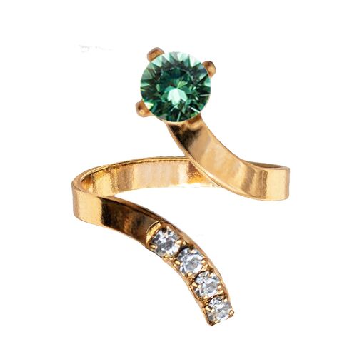 One crystal ring, round 5mm - gold - Erinite