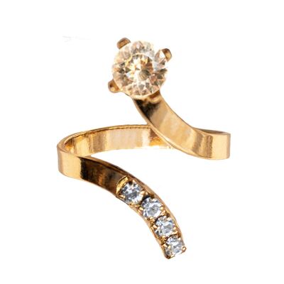 One crystal ring, round 5mm - gold - Golden Shadow