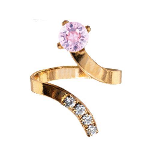 One crystal ring, round 5mm - gold - light amethyst