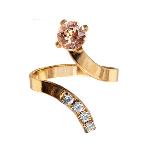 One crystal ring, round 5mm - gold - Light Peach