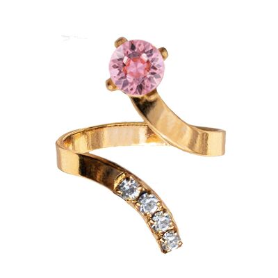 Anillo de un cristal, redondo de 5 mm - oro - rosa claro