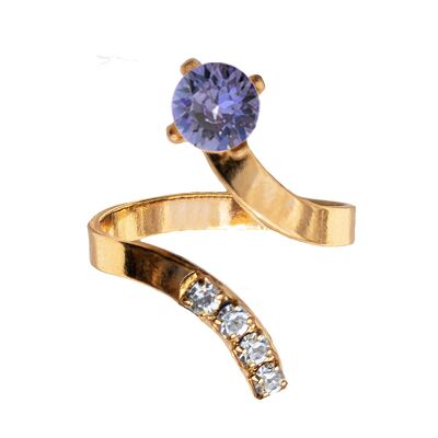 One crystal ring, round 5mm - gold - tanzanite