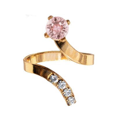 One crystal ring, round 5mm - gold - vintage rose